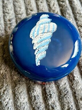 Vietri Italy Blue Coastal Ceramic Lidded Trinket Box